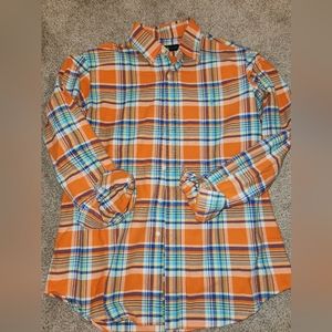 EUC Ralpb Lauren Orange Plaid Long Sleeve